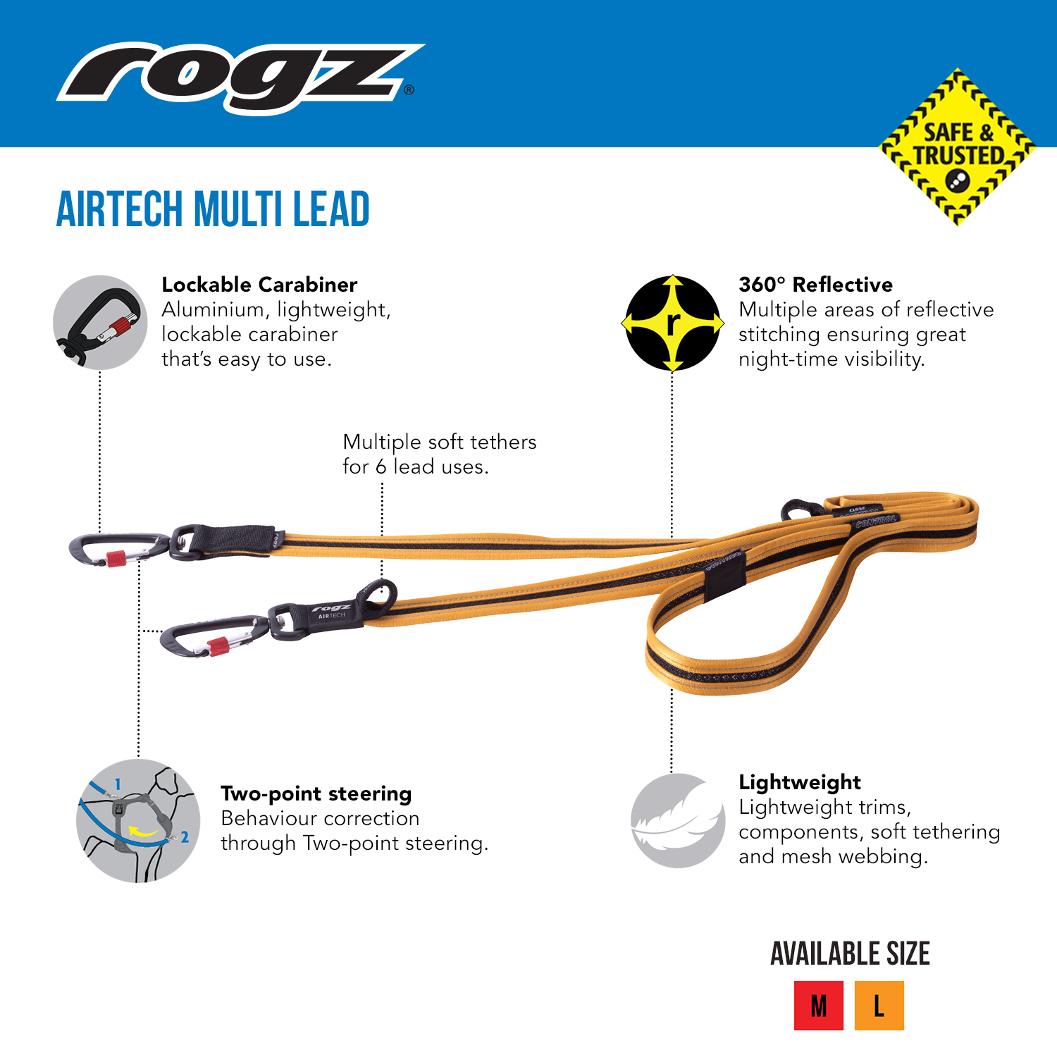 Rogz AirTech classis multi leash