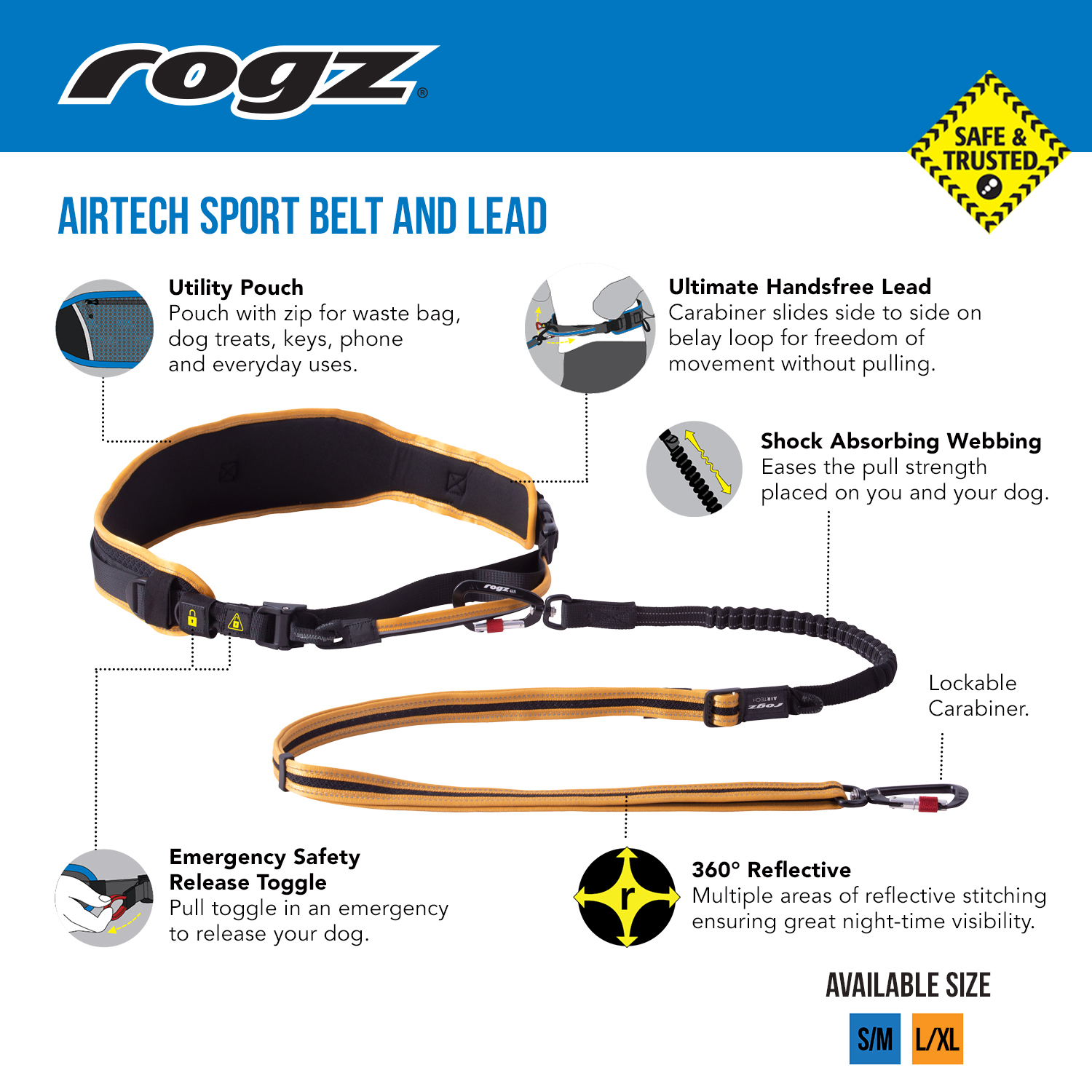 Rogz AirTech Sport Belt and Leash Set